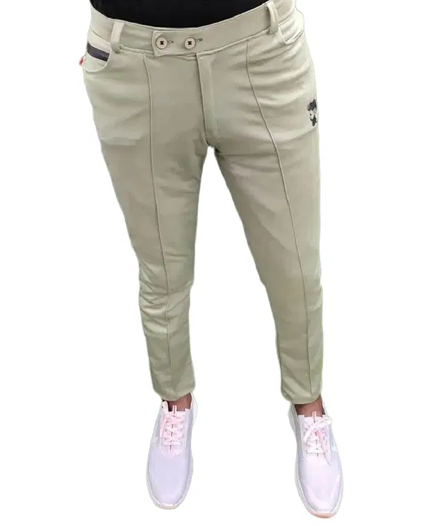 Lycra Track Pant for Men (Beige, 32)