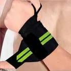 Wrist Support Bands (Black & Green, Free Size) (Set of 1)