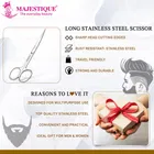 Majestique Stainless Steel Beauty Scissor with straight and Curved Blades for Beard Mustache, Nose Hair, Ear Hair 