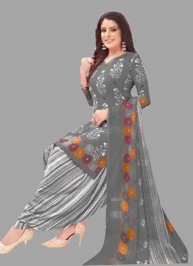 Unstitched Dress Material for Women & Girls (Grey)