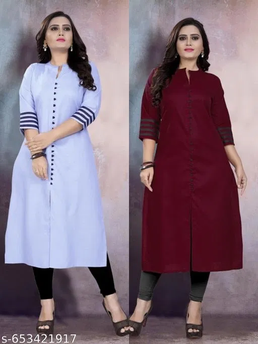 Cotton Blend Kurti for Women, Pack of 2 (White, 6XL)