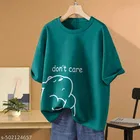 Cotton Blend Printed T-Shirt for Women, Green 