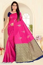 Litchi Silk Zari Woven Saree for Women, Pink 