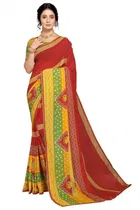 कानूड़ा फैंसी विमेंस जॉर्जेट फ्लावर प्रिंटेड साड़ी 