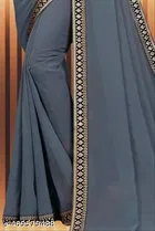 Lycra Blend Solid Saree for Women 