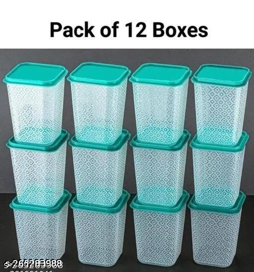 Plastic Storage Containers, White, Pack of 12 (1000 ml)