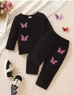 Hosiery Cotton Printed Clothing Set for Boys, Black (0-4 Months)