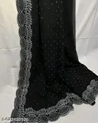 Georgette Embroidered Saree For Women, Black