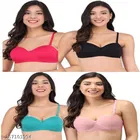Cotton Blend Solid Padded Bra for Women 