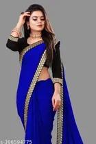 Lycra Solid Saree for Women 