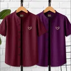 Printed Cotton Blend Mandarin T-Shirt for Boys 