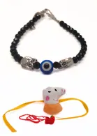 Synthetic 2 Pcs Rakhi with Bracelet for Kids 