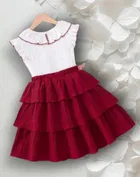 Cotton Blend Solid Frock for Girls 