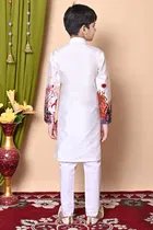 Dupion Silk Printed Kurta with Payjama for Boys, Multicolor 