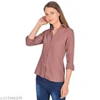 Crepe Solid Shirt for Women, Pink 