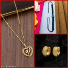 Combo of Pendant with Thread Bracelet & 1 Pair Earrings for Women 