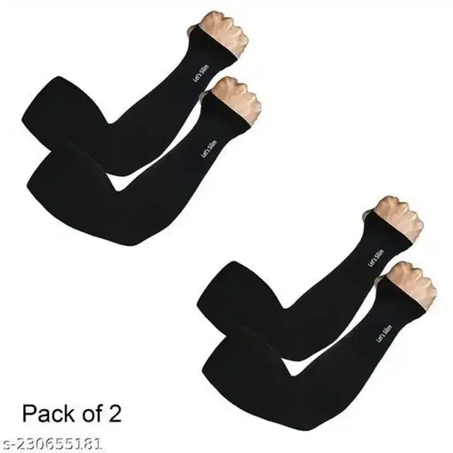 Arm Sleeves for Men & Women (Black, Set of 2)