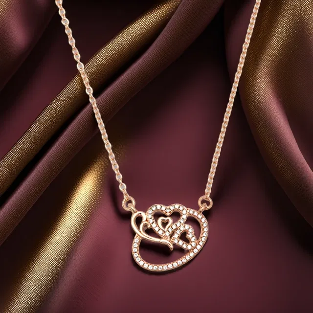 Rose Gold Plated Pendants with Bracelets for Women (Rose Gold, Set of 2)