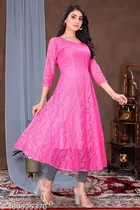 Net Kurti for Women,  Pink  