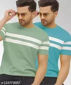 Cotton Blend T-shirt for Men, Multicolour, Pack of 2 