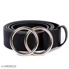 Faux Leather Belt for Women, Black 