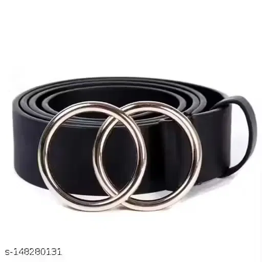 Faux Leather Belt for Women, Black (Free Size)