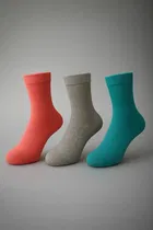 Cotton Printed Socks for Women (Multicolor, Pack of 3)