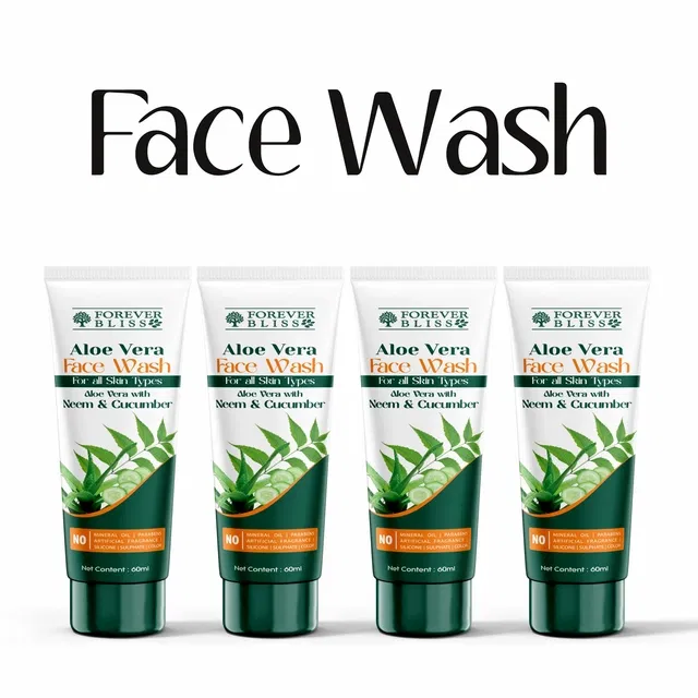 Forever Bliss Aloe Vera with Neem & Cucumber Face Wash (60 ml, Pack of 4)