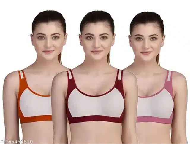 Hosiery Padded Bra for Women (Multicolor, 38B) (Pack of 3)