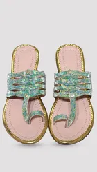 Zakozee Flats for Women (Peach & Silver, 4)