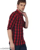 Cotton Blend Checked Shirt for Men, Maroon 