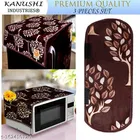 KANUSHI Industries® Microwave / Oven Top Cover With 4 Utility Pockets + 1Pc Handle Cover + 1 Pc Fridge Cover For Top 