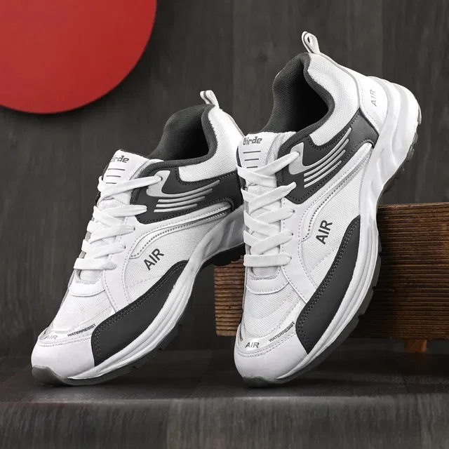 Sports Shoes for Men (Grey & White, 9)