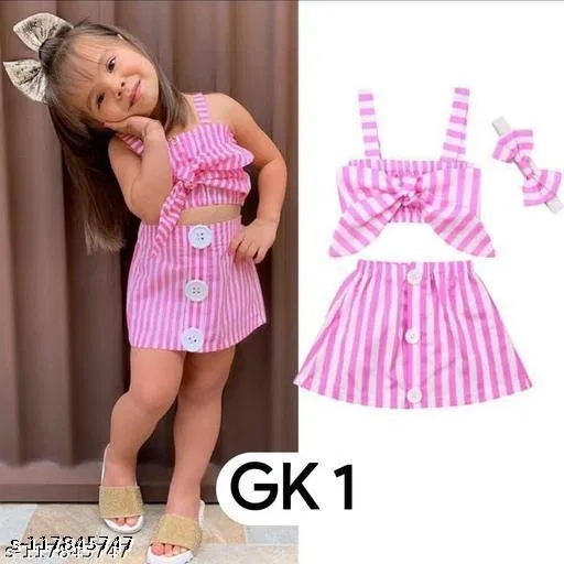 Rayon Printed Clothing Set for Girls, Pink, Pack of 1 (0-3 Months)