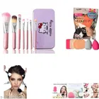 Makeup Brushes (7 Pcs) with 6 Pcs Beauty Blenders (Multicolor, Set of 2)
