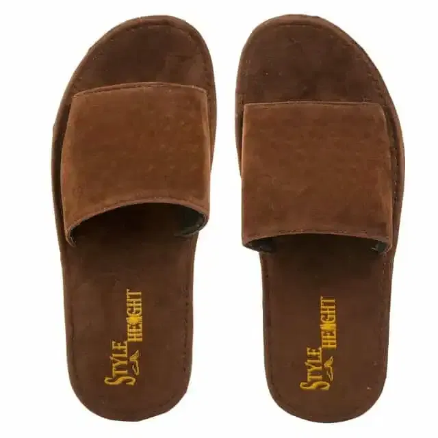 Style Height Velvet Airmax Men's Slipper (Brown, 9) (BM119)