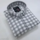 Cotton Blend Checkred Shirt for Men, Grey 