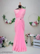 Chiffon Printed Saree For Women, Pink