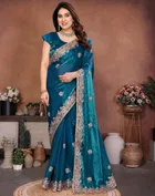 Bollywood Embroidered Organza Saree for Women 