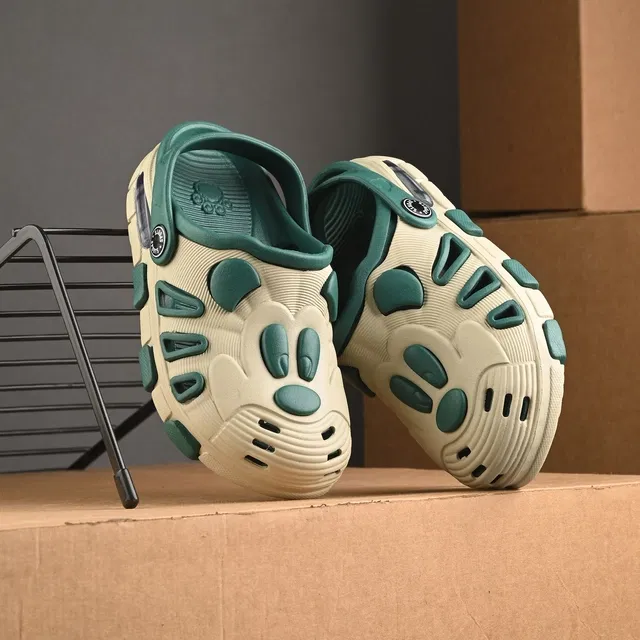 Clogs for Boys (Green & Cream, 11C)