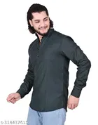 Cotton Solid Short Kurta for Men, Green 