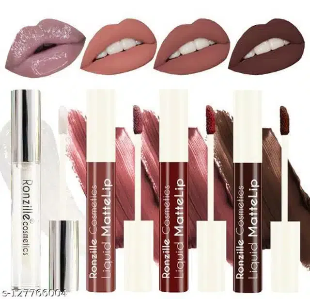 Ronzille Liquid Matte Lipsticks (Multicolor, Pack of 4)