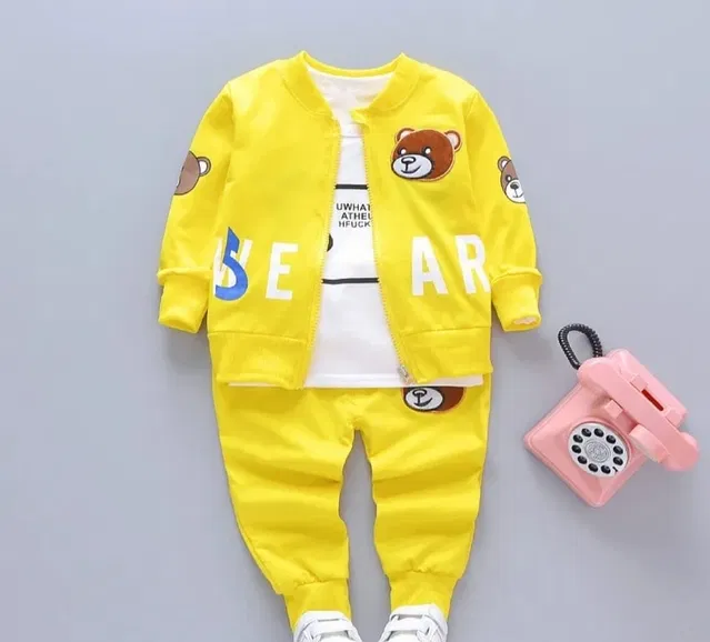 Hosiery Clothing Set for Kids (Yellow, 12-18 Months)