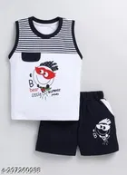 Cotton Blend Printed Clothing Set for Boys (White, 4-5 Years)