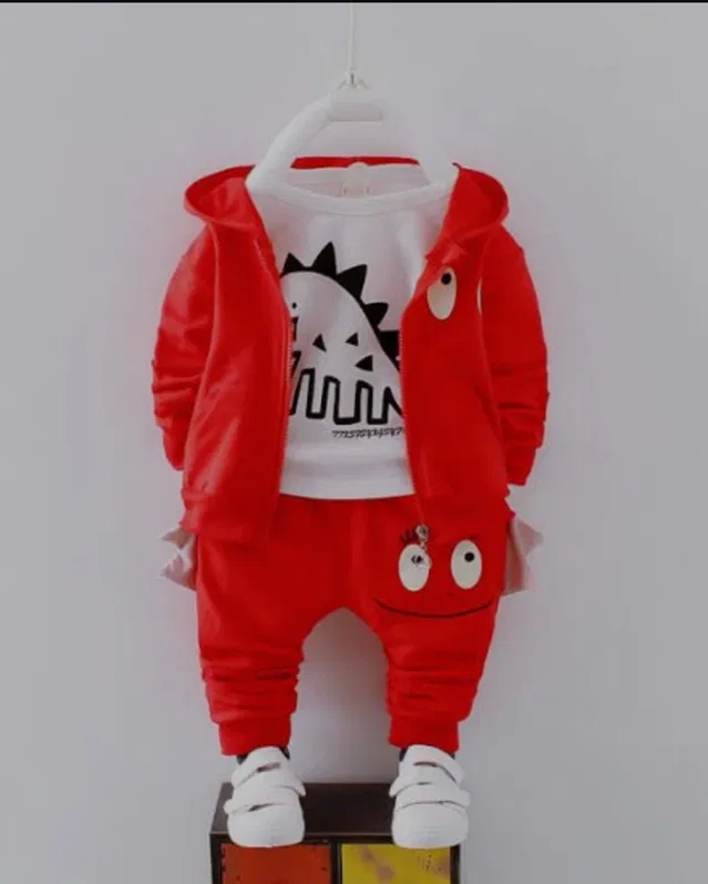 Hosiery Printed Clothing Set for Kids (Red, 1-2 Years)