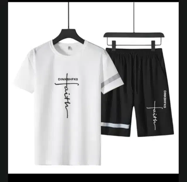 Half Sleeves Track Suit for Men (White & Black, M)