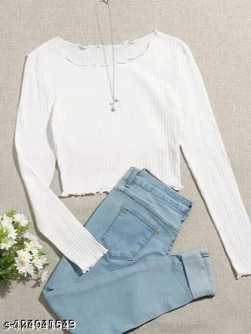 Cotton Casual Wear Top & Bottom Sets for Women (White, XL)