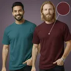 Polyester Round Neck T-shirt for Men, Multicolour, Pack of 2 