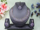 Mehandi Finish Classic Design Partywear Diamond Necklace Set for Women 