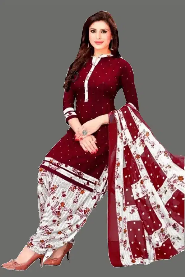 Unstitched Dress Material for Women & Girls (Red)